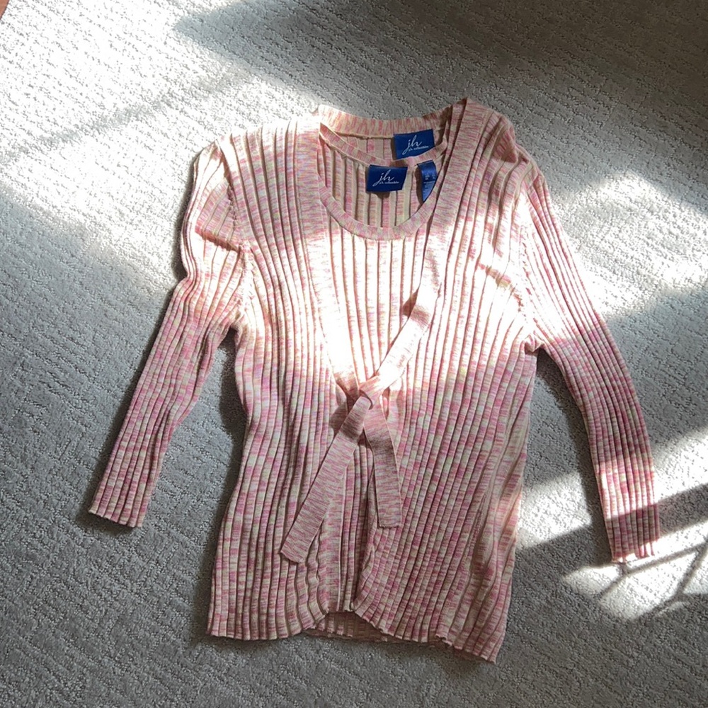 JH Collection sweater Twinset XL pink Lime cream Like New